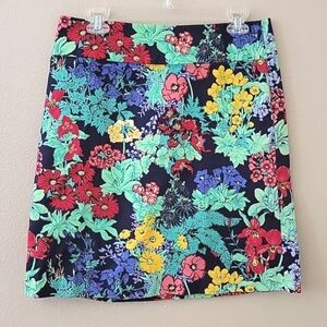 Talbots Womens Multicolor Garden Floral Cotton Pencil Skirt 60s Vintage Retro